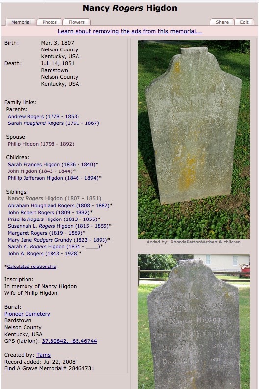 01 Nancy Rogers Higdon Find A Grave Memorial #28464731