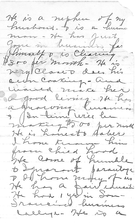Linnie 1915 letter, page 2