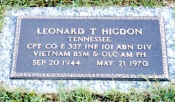 Captain Leonard Thomas Higdon grave marker